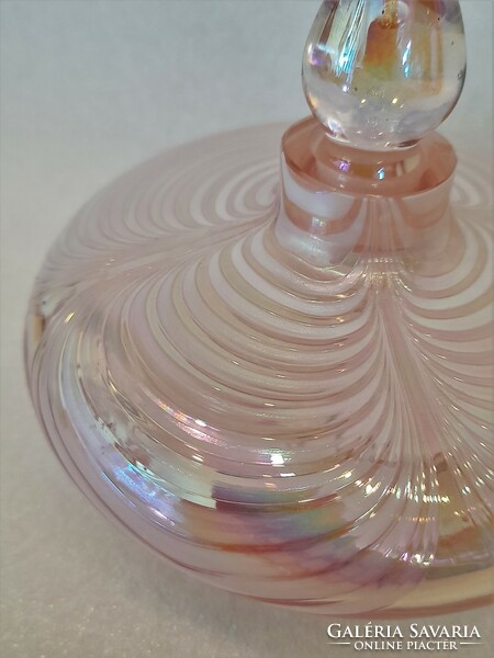Pink iridescent glass perfume bottle