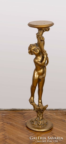 Gilded wooden pedestal with a child figure