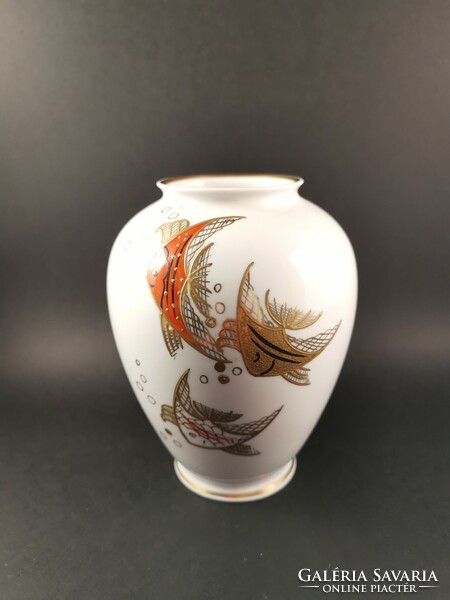 1764 Wallendorf Goldrelief halas porcelán váza