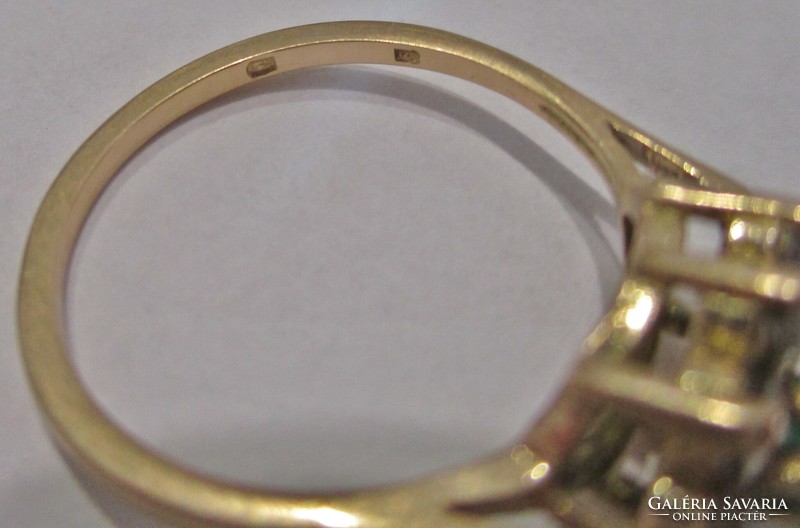 Nagyon szép régi magyar 14kt arany gyűrű 0,56ct gyémánt és 0,3ct smaragd kövekkel