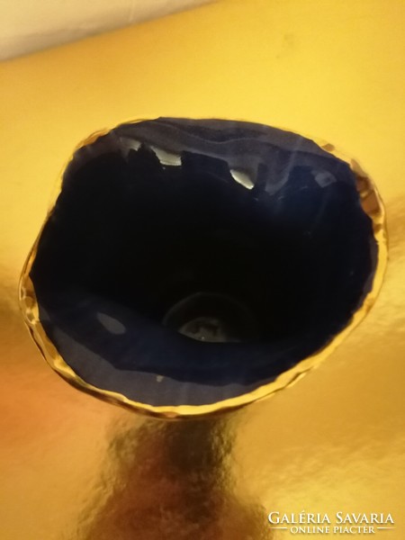 Egyedi kézzel készített kék-arany váza