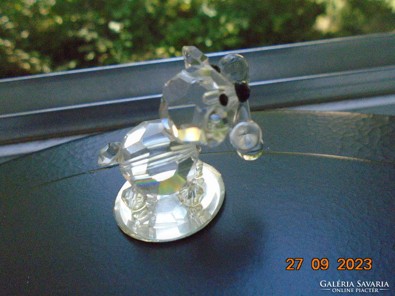 Hand polished, marked, Czech Mayfair lead crystal animal figurine from the 70s, with dog bone