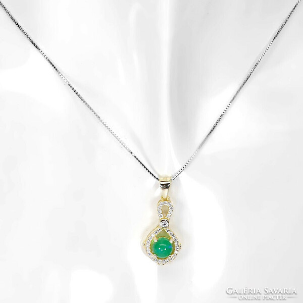 Real green opal 925 sterling silver necklace