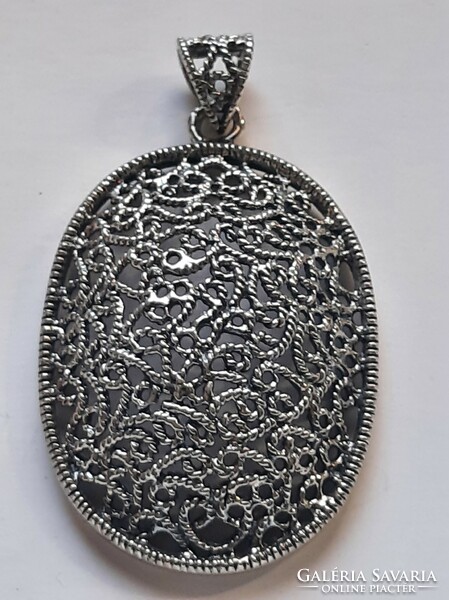 Large, 5 cm oval pendant made with openwork decoration, marked with 925!