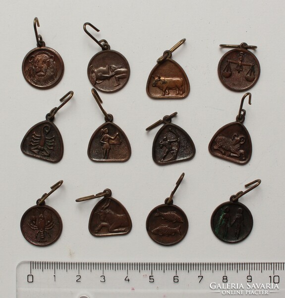 Astrology 12 constellation pendant set (12 pcs) bronze