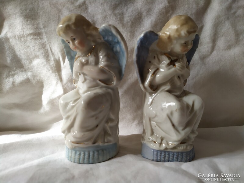 Régi porcelán angyal figura nipp szobor párban