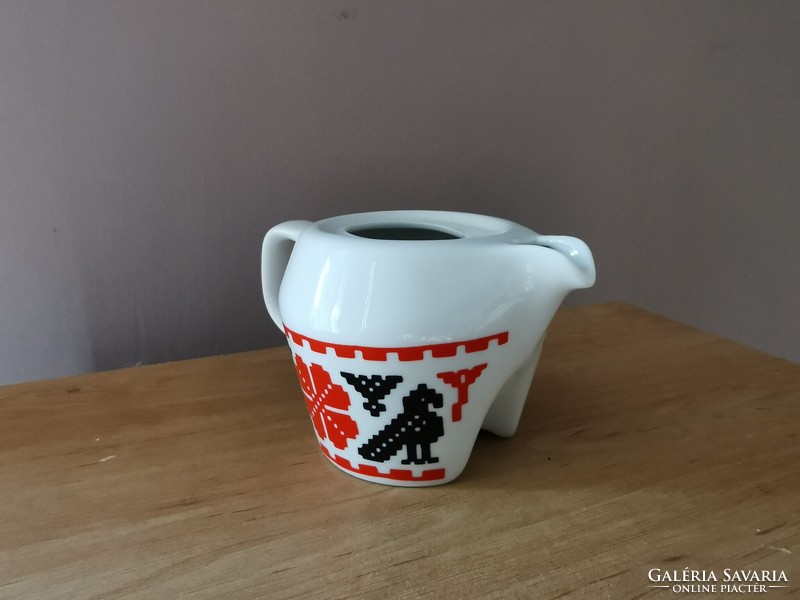 Upper part of Hollóháza porcelain coffee maker | patterned | red and black | in perfect condition