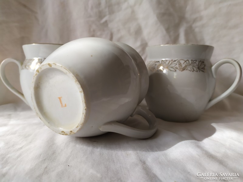 3db régi aranyozott porcelán hasas bögre teás csésze