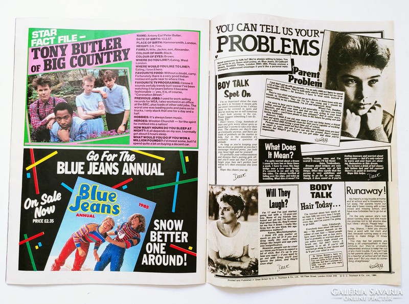 Blue jeans magazine 84/9/1 frankie hollywood kajagoogoo big country