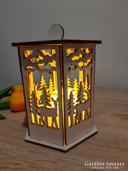 Christmas, winter wooden candle holder lantern