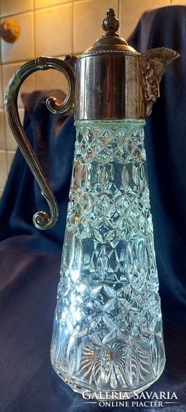 Art deco carafe decanter with silver-plated spout