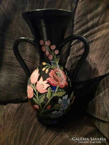 Hand-painted Kalocsa floral pattern vase