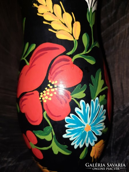 Hand-painted vase with floral/poppy decor