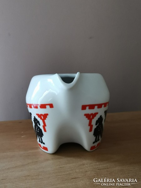 Upper part of Hollóháza porcelain coffee maker | patterned | red and black | in perfect condition