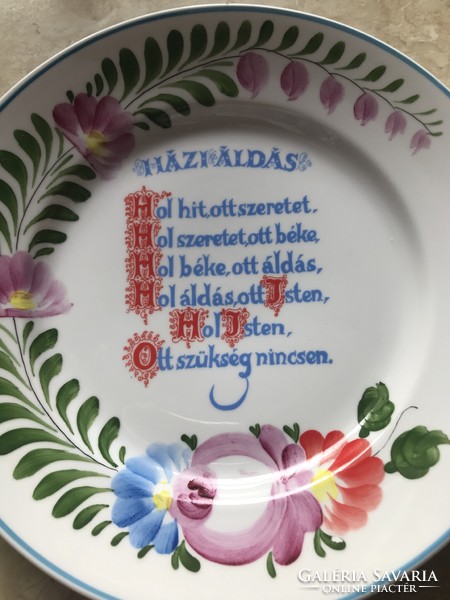 Hollóház wall plate, with church inscription / house blessing /