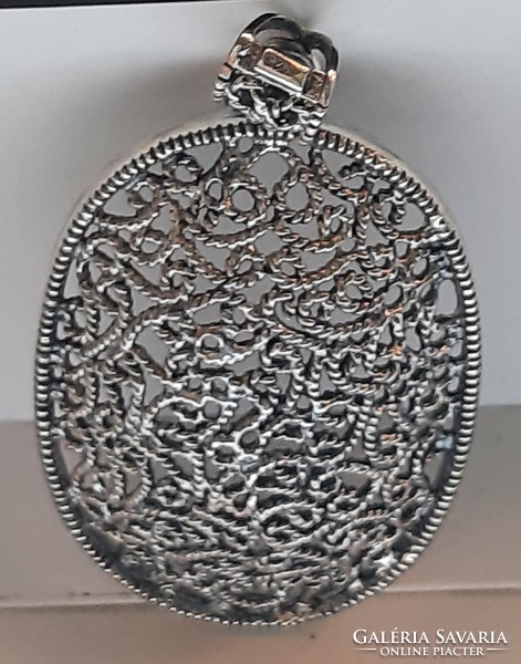 Large, 5 cm oval pendant made with openwork decoration, marked with 925!