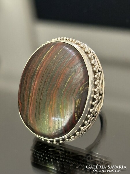 Döbbenetes, lenyűgöző ezüst gyűrű, nagy Achát kővel