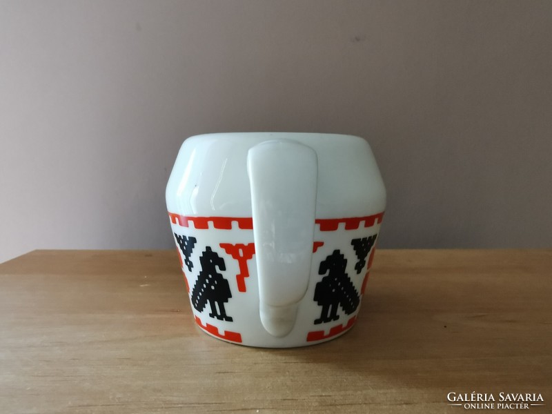 Upper part of Hollóháza porcelain coffee maker | patterned | red and black | in perfect condition
