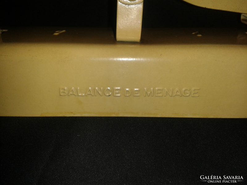 Balance de menage antique brand marked table scale with copper bowls