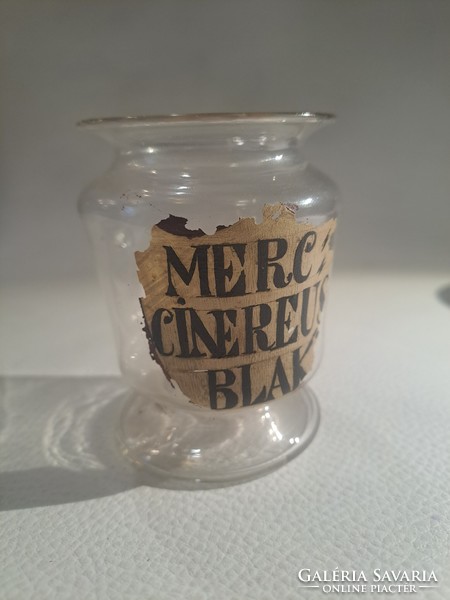 Antique apothecary glass 18th century. Merc cinereus blak