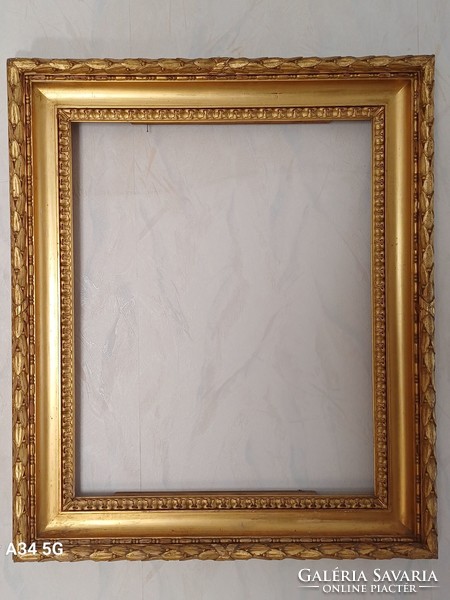 Antique 150-year-old Biedermeier painting frame, flat gold, windy frame, bieder, bieder mirror frame,