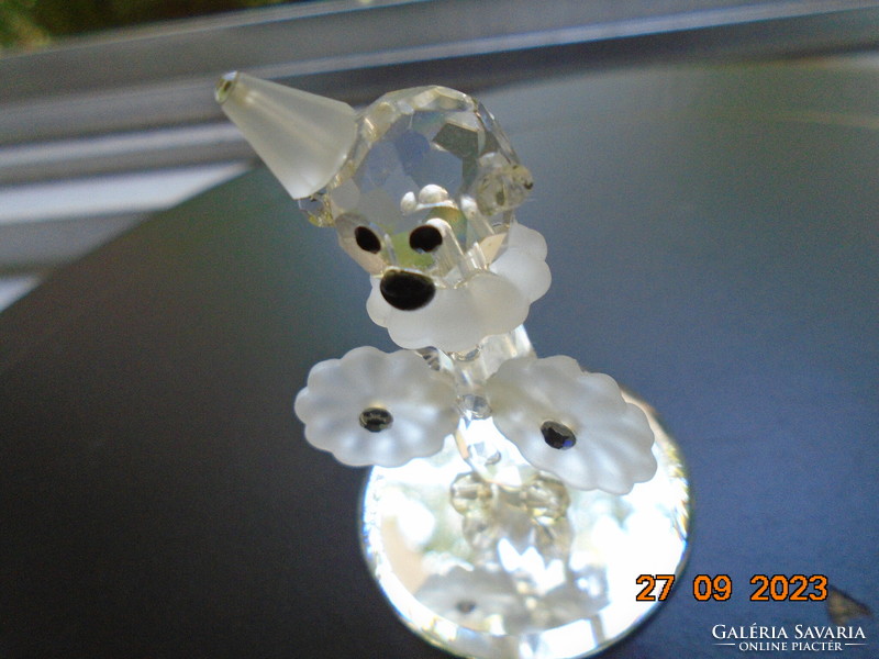 Hand polished, marked, Czech Mayfair lead crystal animal figure from the 70s, circus clown dog