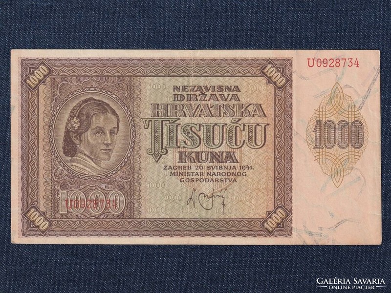 Horvátország 1000 kuna bankjegy 1941 (id73600)