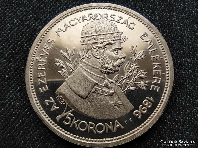 Az ezeréves Magyarország emlékére ARTEX utánveret .900 ezüst 5 Korona PP (id62770)
