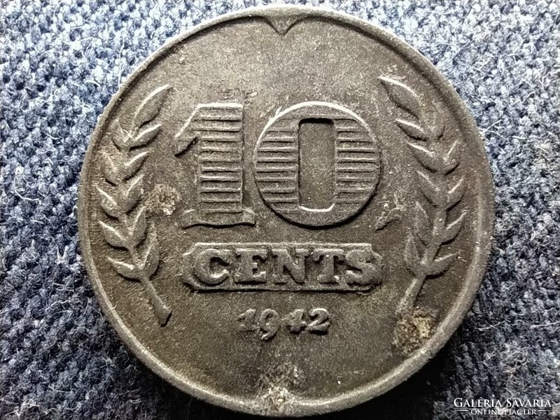 Hollandia Német megszállás I. Vilma 10 Cent 1942  (id80807)