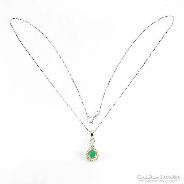 Real green opal 925 sterling silver necklace
