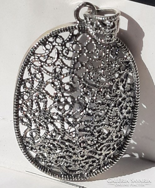 Large, 5 cm oval pendant made with openwork decoration, marked with 925!