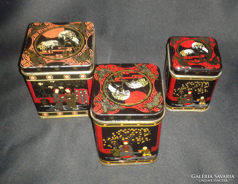 Old Chinese (Hong Kong) metal tea boxes 3 pcs