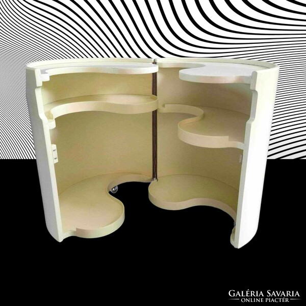Space age rolling bar cabinet