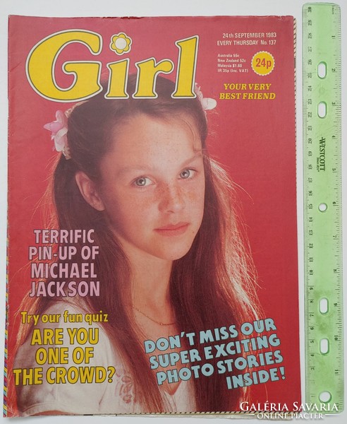 Girl magazine 83/9/24 michael jackson poster + carling bassett kid creole jennifer beals rod stewart