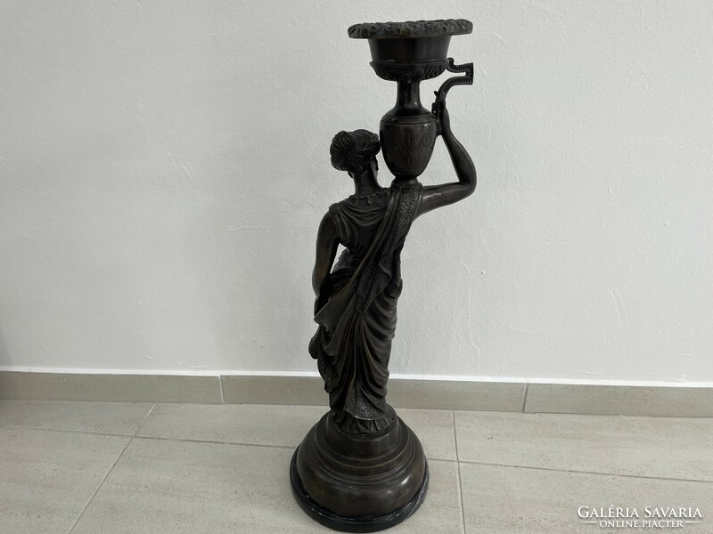 Bronz női akt szobor antik görög mitológia figura gyertyatartó
