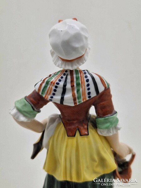 Antik német kontinentális porcelán hölgy figura Dressel Kister 19cm