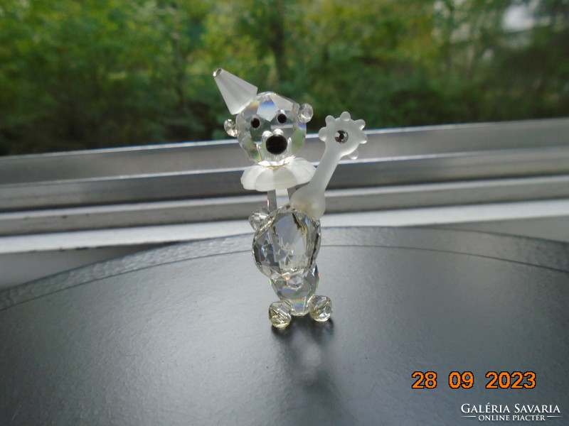 Hand polished, marked, Czech Mayfair lead crystal animal figure from the 70s, circus clown dog
