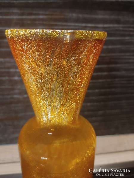 Retro rare orange vase 25 cm cracked beautiful veil glass veil Carcagi berek bath glass