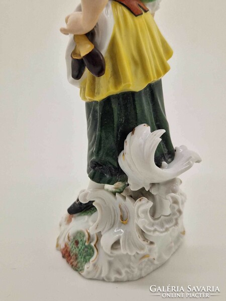 Antik német kontinentális porcelán hölgy figura Dressel Kister 19cm