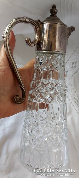 Art deco carafe decanter with silver-plated spout