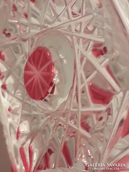Cseh vagy Ajka kristály vastag falú mélyen csiszolt üveg váza 24,5 cm