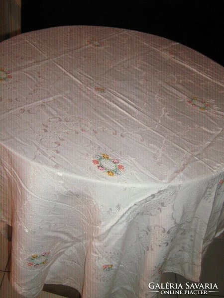 Beautiful embroidered silk tablecloth