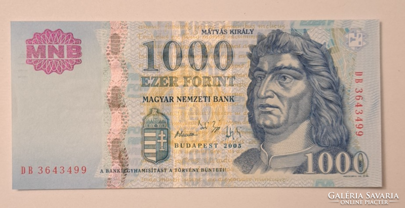 1000 forint 2005. nagyon szép , ropogós UNC DB sorozat (67)