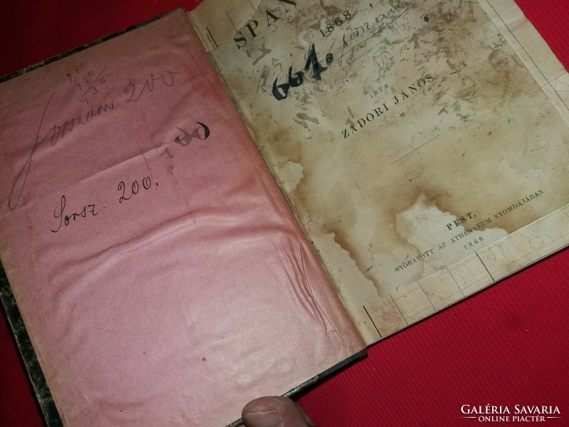 1868. antik Zádori János: Spanyol út könyv útikönyvképek szerint restaurált Athenaeum