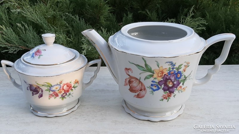 Zsolnay teapot with sugar bowl and sugar bowl