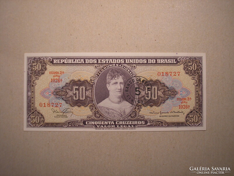 Brazil-5 centavos on 50 cruzeiros 1967 unc