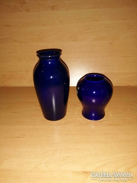 2 blue porcelain peacock vases in one - 7-11.5 cm (4/k)
