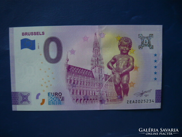 BELGIUM 0 EURO 2022 BRÜSSZEL MANNEKEN PIS! RITKA EMLÉK PAPÍRPÉNZ! UNC!