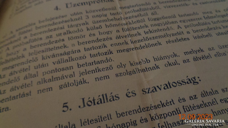 Építőipari gépészeti költségvetés  1931 .-ből ,  Rahoncai Hugó  Budapest