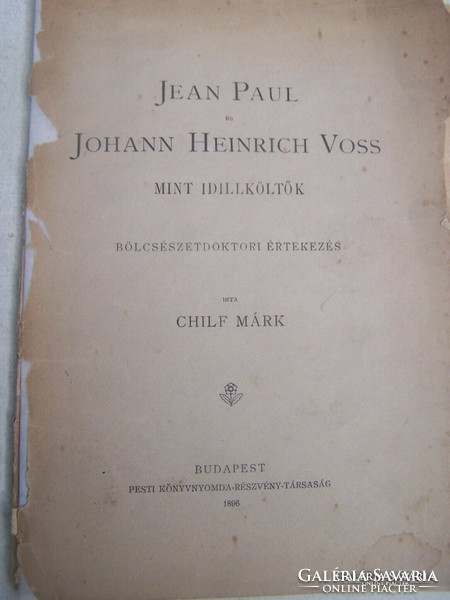 Márk Chilf: jean paul and johann heinrich voss as idyll poets - doctoral thesis 1896 a b